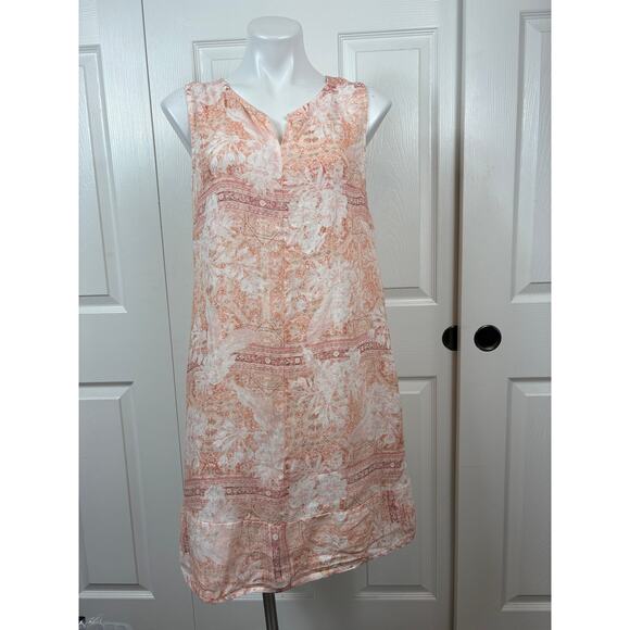 Terzo Millenio Linen Dress Sleeveless Size large Shift Split Neck - Picture 2 of 9